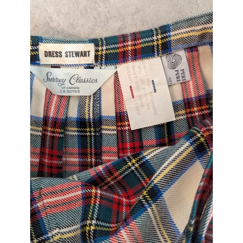 Dress Stewart‎ Tartan Wool Kilt Skirt Plaid Wrap Vintage Preppy Size Small - Picture 3 of 8
